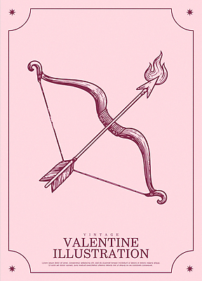 클립아트 전통 디자인 분홍색 컬러 일러스트 도안 화살 발렌타인데이 사랑 그래픽 장식 빈티지 연습 활 그림 심플 국내일러스트 AI파일 감정 컨셉 데이이벤트 파일형식 벡터