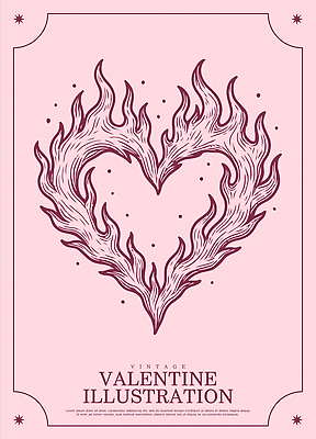 디자인 기념일 감정 예술 분홍색 일러스트 도안 불꽃 아이디어 발렌타인데이 선물 사랑 장식 로맨틱 하트 표현 빈티지 그림 뷰티풀 취향 국내일러스트 AI파일 모양 컬러 컨셉 데이이벤트 불 이벤트 파일형식 벡터