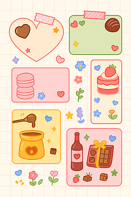 디자인 기념일 꽃 감정 컬러 스티커 패턴 일러스트 디저트 발렌타인데이 선물 사랑 이벤트 케이크 와인 초콜릿 하트 메모지 분위기 달콤 아이템 국내일러스트 AI파일 모양 식물 음식 컨셉 무늬 데이이벤트 주류 사무용품 맛 파일형식 벡터