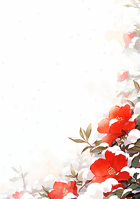 JPG 식물 계절 꽃 설경 겨울 일러스트 자연 나뭇잎 눈꽃 풍경 빨간색 정원 고요 봄 장면 화사함 겨울꽃 동백 꽃프레임 뷰티풀 국내일러스트 AI일러스트 AI콘텐츠 컬러 컨셉 잎 프레임 눈_날씨 생태계 파일형식