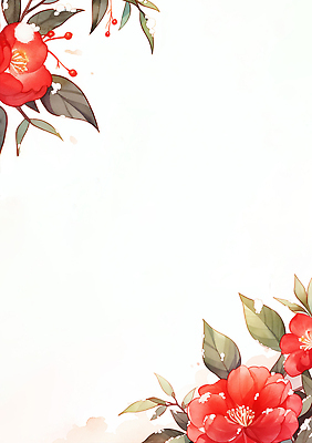 JPG 식물 디자인 꽃 예술 컬러 백그라운드 잎 일러스트 자연 페인팅 생명 프레임 장식 빨간색 준비 화사함 동백 조화 꽃프레임 뷰티풀 디지털아트 국내일러스트 AI일러스트 AI콘텐츠 컨셉 생태계 파일형식