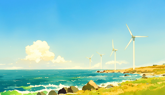 자연요소 바다 날씨 한국 노을 에너지 돌_바위 해양식물 그린에너지 풍력에너지 생태계 파일형식 풍력기 하늘 자연 풍경 해변 바람 환경 발전소 일몰 조약돌 해조류 물결 일러스트 국내일러스트 JPG 제주도
