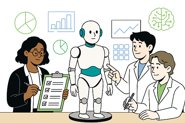 과학 일러스트 그래프 미래 협력 기술 실험 대화 자료 연구원 로봇 분석 하이테크 혁명 개발 서류판 의사소통 체크리스트 프로그래밍 AI_인공지능 국내일러스트 AI파일 직업 컨셉 말하기 사무용품 작업 파일형식 벡터