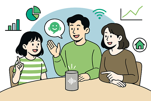 행복 일러스트 가족 모션 탁자 그래프 기술 이야기 대화 일상 생활 부모 자료 공간 정보 자녀 시간 하이테크 공유 소통 음성 국내일러스트 AI파일 감정 가구 컨셉 관계 말하기 라이프 파일형식 벡터