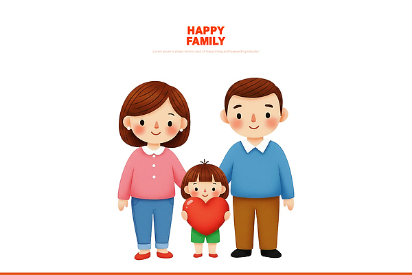PSD 행복 감정 어린이 일러스트 가족 함께함 따뜻함 사랑 웃음 부모 기쁨 하트 표현 소중 그림 소통 유대감 국내일러스트 모양 컨셉 관계 표정 사람 파일형식