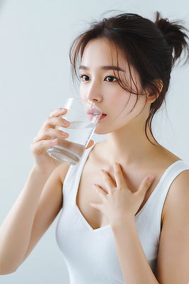 JPG 편집이미지 손 여자 음료 모션 실내 표정 건강 밝음 일상 컵 물 마시기 가슴 피부관리 의료성형뷰티 편집실사 AI인물포토 AI콘텐츠 자연요소 식기 사람 내부 라이프 신체부위 뷰티 CG 파일형식 AI포토