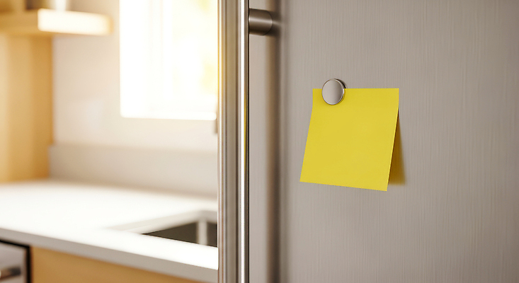 JPG 편집이미지 가정 주방용품 관리 내부 일상 노란색 문 주방 공간 메모지 포스트잇 정리 냉장고 편리함 붙이기 편집실사 AI컴퓨터그래픽 AI콘텐츠 컬러 생활용품 컨셉 모션 라이프 사무용품 가전제품 CG 파일형식