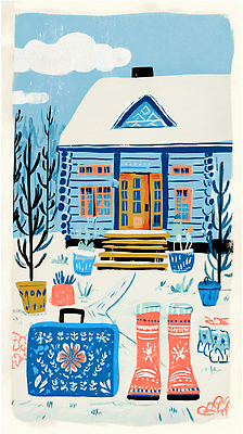 JPG 나무 화분 겨울 일러스트 날씨 주택 실내 장화 풍경 야외 파란색 문 계단 정원 공간 천막 정리 아이템 짐가방 국내일러스트 AI일러스트 AI콘텐츠 식물 계절 컬러 신발 가방 내부 건물 파일형식