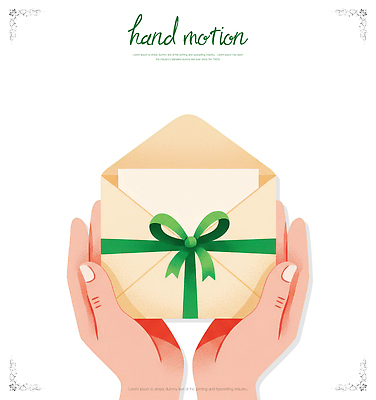 PSD 손 기념일 리본 종이 포즈 일러스트 장식 마음 메시지 소식 편지 전달 소원 교류 소통 발신 수신 정성 국내일러스트 컨셉 이벤트 신체부위 파일형식