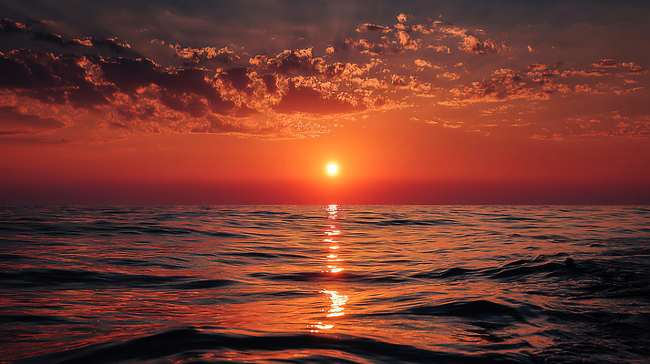 JPG 편집이미지 물결 바다 컬러 자연 하늘 조명 풍경 태양 반사 일출 일몰 수면 저녁 수평선 편집실사 AI컴퓨터그래픽 AI콘텐츠 자연요소 물 노을 야간 CG 생태계 파일형식