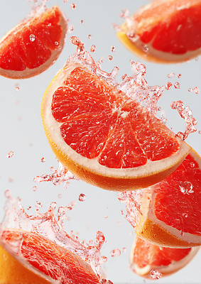 JPG 편집이미지 컬러 조각 패턴 과일 수박 물 여름 반짝임 운동 물방울 떨어짐 자몽 과일조각 이미지편집 AI컴퓨터그래픽 AI콘텐츠 자연요소 계절 컨셉 무늬 모션 건강 파일형식