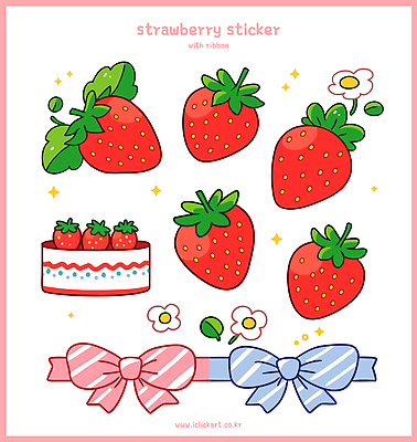디자인 리본 컬러 스티커 과일 일러스트 딸기 선물 이벤트 그래픽 장식 여름 파티 케이크 수확 그림 디지털아트 국내일러스트 AI파일 계절 농업 디저트 파일형식 벡터