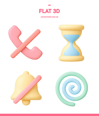 아이콘 모래 시계 의학 건강 회오리 파일형식 정신건강 관리 전화기 모래시계 종 소용돌이 컬러 그래픽 디자인 세트 심볼 치료 웰빙 3D아이콘 PSD