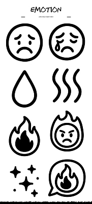 기호 디자인 감정 예술 일러스트 불 표정 사람 그래픽 슬픔 분노 표현 심볼 눈물 심리 국내일러스트 AI파일 자연요소 문자 파일형식 벡터