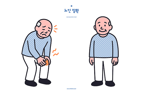 감정 컨셉 의학 모션 건강 성인 라이프 신체부위 의료진 습관 파일형식 벡터 노년 무릎 고통 괴로움 기쁨 표정 증상 생활 일상 의사 치료 운동 노화 질병 걷기 앉기 생활습관 예방 일러스트 국내일러스트 AI파일