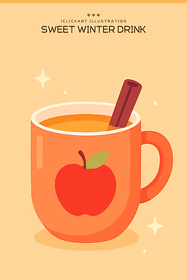 식기 계절 음료 음식 과일 맛 냄새 파일형식 벡터 겨울 사과 시나몬 컵 따뜻함 막대기 백그라운드 컬러 디저트 달콤 잔 향기 따뜻한음료 일러스트 국내일러스트 AI파일