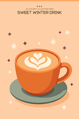 모양 1 디자인 커피 음료 컬러 백그라운드 겨울 일러스트 탁자 따뜻함 풍경 컵 마시기 하트 표현 그림 라떼 국내일러스트 AI파일 식기 계절 가구 모션 파일형식 벡터