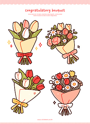 디자인 기념일 꽃 행복 컬러 꽃다발 스티커 일러스트 결혼식 선물 이벤트 장식 빨간색 노란색 기쁨 흰색 축하 생일 조화 꾸미기 뷰티풀 국내일러스트 AI파일 식물 감정 결혼 컨셉 파일형식 벡터