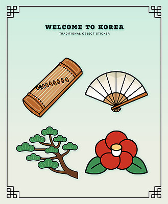 한국전통 전통 디자인 문화 예술 상징 스티커 일러스트 한국 소나무 부채 공예 오브젝트 그림 민속 가야금 동백 핸드메이드 국내일러스트 AI파일 나무 꽃 아시아 현악기 국악기 취미 파일형식 벡터