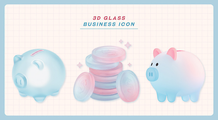 PSD 아이콘 디자인 돈 비즈니스 유리 금융 경제 3D아이콘 동전 돼지저금통 저금통 저장 재정 재질 저축 재산 파일형식