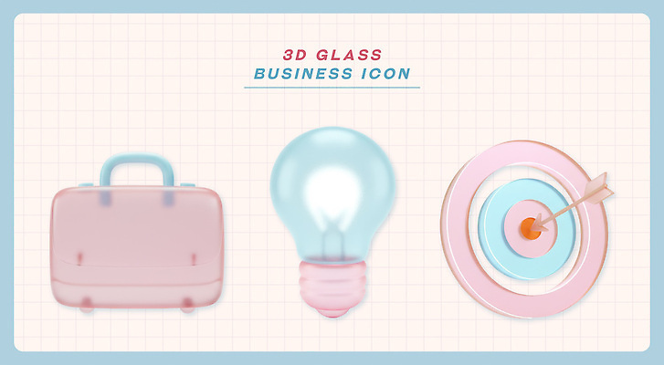 PSD 아이콘 디자인 상징 컬러 백그라운드 가방 비즈니스 전구 잔 그래픽 3D아이콘 3D 도구 과녁판 창의성 스타일 식기 잡화 디지털합성 파일형식