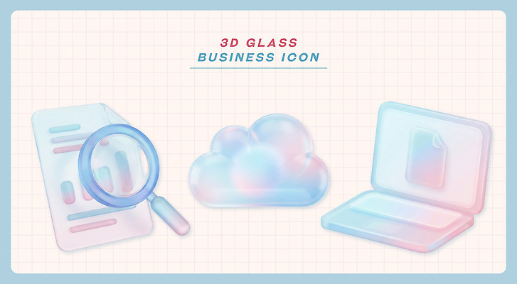 PSD 아이콘 디자인 비즈니스 유리 기술 그래픽 노트북 3D아이콘 3D 표현 문서 서류판 재질 전자제품 사무용품 디지털합성 파일형식