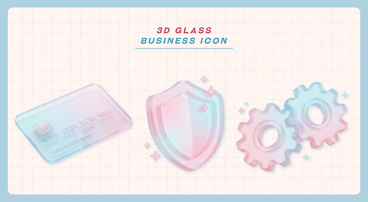 PSD 아이콘 디자인 컬러 비즈니스 유리 기술 그래픽 3D아이콘 3D 배열 그림 방패 기어 스타일 재질 디지털합성 파일형식