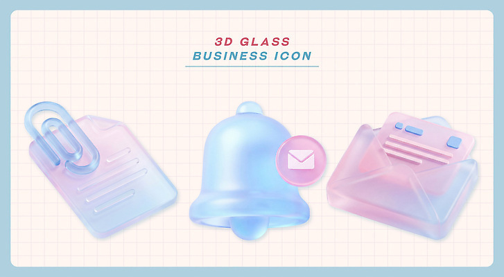 모양 PSD 아이콘 디자인 컬러 비즈니스 유리 그래픽 3D아이콘 3D 알람 초인종 표현 편지 클립 소프트웨어 재질 종 디지털합성 파일형식