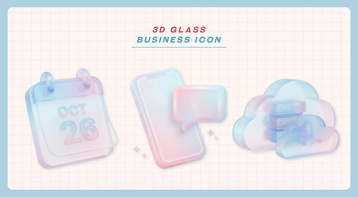 PSD 아이콘 디자인 컬러 말풍선 비즈니스 유리 그래픽 스마트폰 3D아이콘 3D 디지털 달력 표현 투명 오브젝트 재질 핸드폰 스마트기기 디지털합성 파일형식