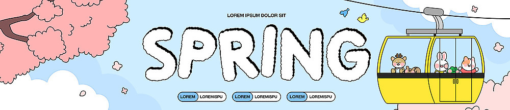 동물 템플릿 캐릭터 배너템플릿 가로배너 컬러 여행 자연 놀이 하늘 풍경 귀여움 봄 벚꽃 현수막 구경 케이블카 봄축제 AI파일 배너 계절 꽃 컨셉 가로 축제 생태계 파일형식 벡터