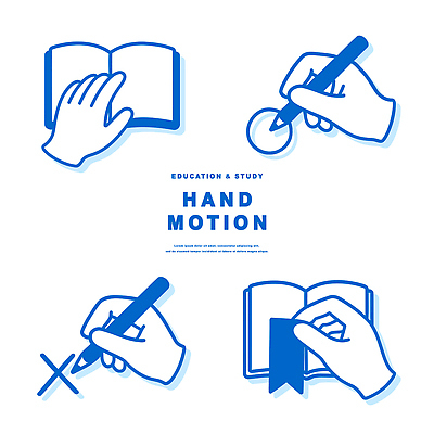 손 포즈 일러스트 표시 손짓 책 학습 필기구 연필 도구 기록 쓰는 스케치 집중 읽기 과제 페이지 국내일러스트 AI파일 교육 컨셉 모션 문구용품 학용품 미술 신체부위 파일형식 벡터