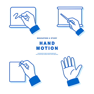 손 디자인 교육 종이 선 포즈 일러스트 모션 기술 학습 사무실 필기구 도구 표현 그리기 쓰는 그림 손인사 스타일 국내일러스트 AI파일 비즈니스 문구용품 신체부위 인사 파일형식 벡터