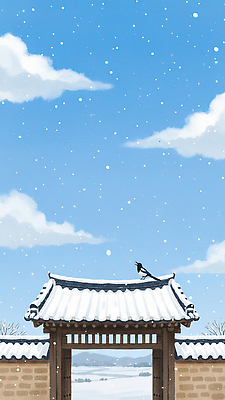 JPG 동물 전통 겨울 일러스트 자연 조류 하늘 지붕 한옥 한국 풍경 까치 조용 눈싸움 새소리 눈내림 고택 겨울풍경 국내일러스트 AI일러스트 AI콘텐츠 한국전통 건축물 계절 아시아 고건축 눈_날씨 생태계 싸움 파일형식