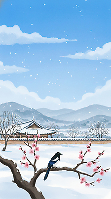 JPG 나무 응시 꽃 잎 겨울 일러스트 자연 조류 하늘 생물 한옥 한국 풍경 야외 환경 나뭇가지 체험 까치 북한산 국내일러스트 AI일러스트 AI콘텐츠 식물 동물 한국전통 시선 계절 아시아 컨셉 고건축 산 생태계 파일형식 고양