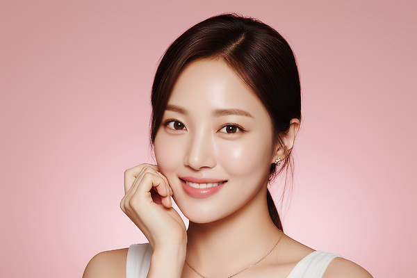 JPG 편집이미지 손 여자 감정 얼굴 분홍색 포즈 백그라운드 스튜디오 표정 미소 웃음 사람 촬영 뷰티풀 의료성형뷰티 편집실사 AI인물포토 AI콘텐츠 컬러 신체부위 CG 파일형식 AI포토