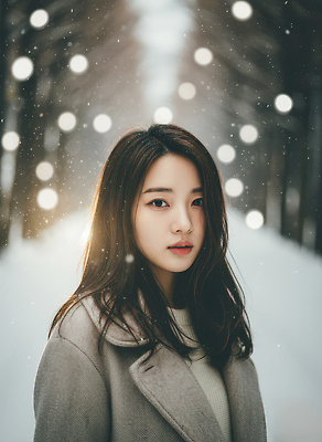 JPG 나무 편집이미지 여자 컬러 겨울 자연 날씨 조명 사람 풍경 빛 산책 흰색 분위기 숲 의료성형뷰티 편집실사 AI인물포토 AI콘텐츠 식물 계절 컨셉 휴식 CG 생태계 파일형식 AI포토