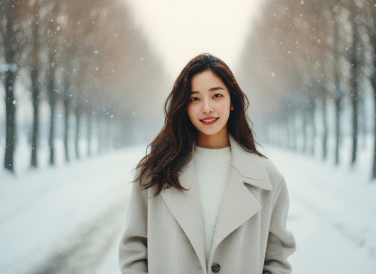 JPG 나무 편집이미지 여자 길 겨울 자연 아침 거리 미소 풍경 산책 흰색 도시 기온 의료성형뷰티 편집실사 AI인물포토 AI콘텐츠 주간 식물 계절 컬러 날씨 휴식 표정 사람 CG 생태계 파일형식 AI포토