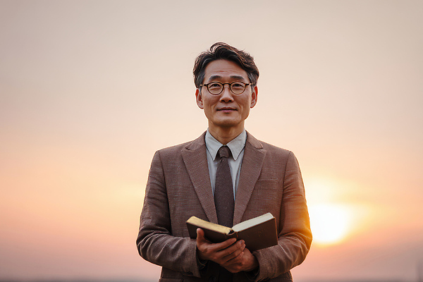 JPG 편집이미지 손 남자 백그라운드 모션 표정 풍경 정장 책 햇빛 성경 일몰 시간 저녁 목사 의료성형뷰티 편집실사 AI인물포토 AI콘텐츠 옷 종교용품 사람 신체부위 태양 노을 야간 성직자 CG 파일형식 AI포토