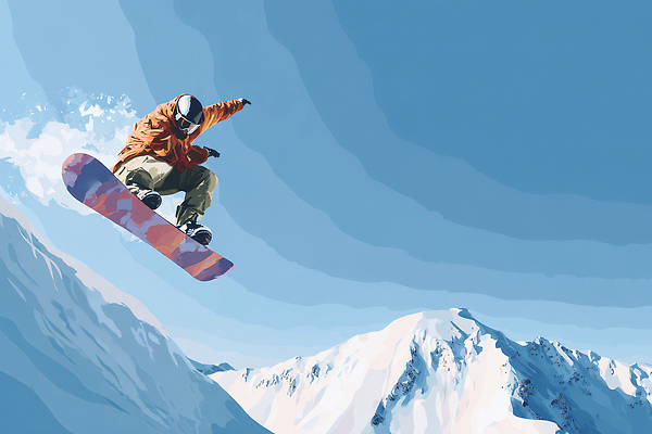 JPG 스포츠 겨울 일러스트 모션 자연 하늘 바람 산 사람 풍경 취미 야외 공중 운동 점프 자유 도전 스노우보드 즐거움 국내일러스트 AI일러스트 AI콘텐츠 자연요소 계절 감정 컨셉 날씨 건강 보드_스포츠 생태계 파일형식