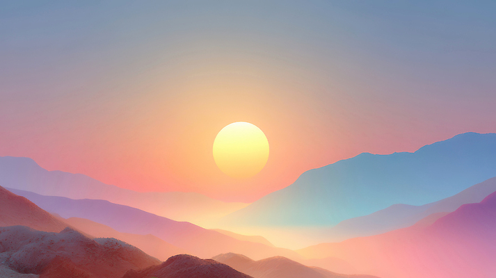 JPG 편집이미지 컬러 자연 하늘 산 풍경 빛 태양 일출 황혼 일몰 지평선 윤곽 뷰티풀 산맥 이미지편집 AI컴퓨터그래픽 AI콘텐츠 자연요소 노을 생태계 파일형식