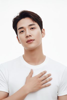 JPG 편집이미지 손 디자인 남자 감정 포즈 백그라운드 표정 사람 상반신 촬영 가슴 피부관리 단순화된 의료성형뷰티 스타일 편집실사 AI인물포토 AI콘텐츠 신체부위 뷰티 CG 파일형식 AI포토