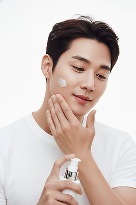 JPG 편집이미지 손 남자 얼굴 아침 관리 일상 뷰티 화장품 촉촉함 상품 피부 피부관리 화장대 스킨케어 단계 의료성형뷰티 편집실사 AI인물포토 AI콘텐츠 주간 가구 사람 라이프 신체부위 젖음 CG 파일형식 AI포토