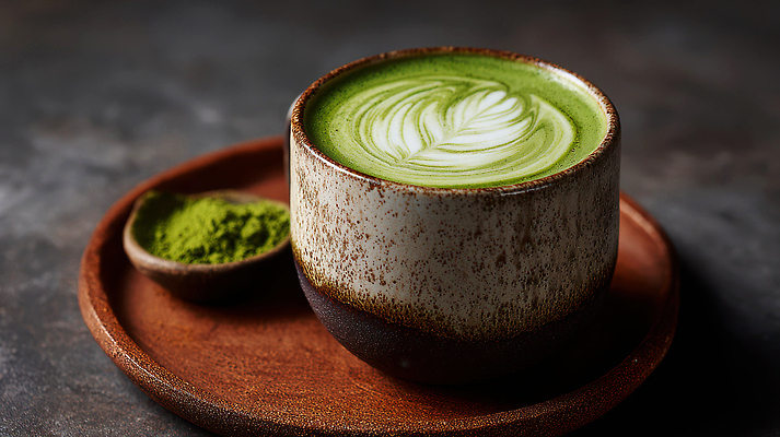 JPG 편집이미지 음료 음식 컬러 탁자 따뜻함 컵 식사 카페 녹차 그림 향 나무접시 녹차가루 라떼 말차 편집실사 AI포토 AI콘텐츠 식기 접시 커피 가구 차_음료 상점 가루 CG 파일형식