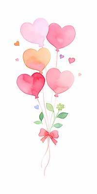 JPG 디자인 기념일 꽃 감정 리본 컬러 일러스트 수채화 사랑 이벤트 장식 파티 하트 축하 생일 그림 풍선 국내일러스트 AI일러스트 AI콘텐츠 모양 식물 컨셉 파일형식