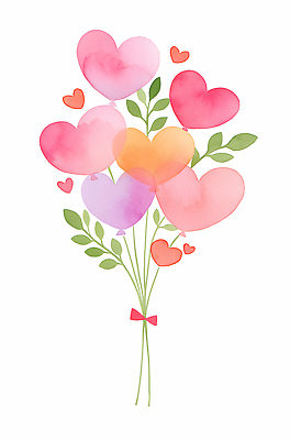 JPG 모양 기념일 감정 예술 컬러 부케 잎 일러스트 설계 수채화 아이디어 사랑 이벤트 장식 파티 하트 축하 표현 풍선 국내일러스트 AI일러스트 AI콘텐츠 식물 꽃다발 컨셉 파일형식