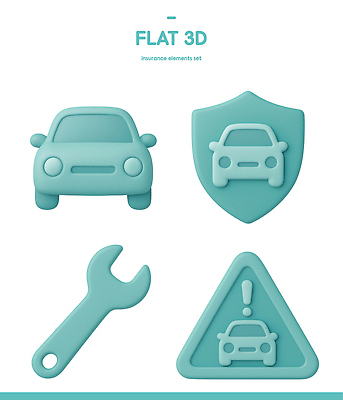PSD 아이콘 기호 디자인 자동차 경고 3D아이콘 3D 공구 플랫 보호 보험 문자 육상교통 컨셉 도구 디지털합성 파일형식