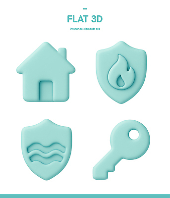 도형 PSD 아이콘 디자인 컬러 열쇠 주택 형상 안전 그래픽 3D아이콘 3D 수조 보험 방화 평면 건물 디지털합성 파일형식