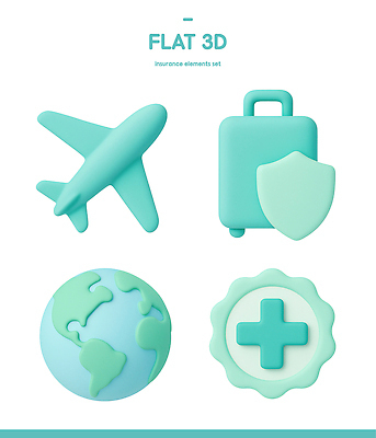 PSD 아이콘 여행 비행기 안전 3D아이콘 세계 지구본 여행가방 보호 위험 여행용품 방패 보험 여행준비 컨셉 가방 항공교통 대중교통 오브젝트 준비 파일형식