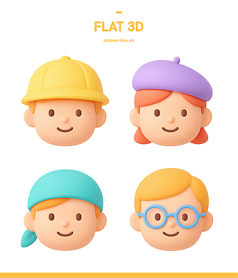 PSD 편집이미지 캐릭터 헤어스타일 디자인 얼굴 어린이 컬러 그래픽 세트 3D 표현 그림 창작 편집3D 사람 신체부위 디지털합성 파일형식