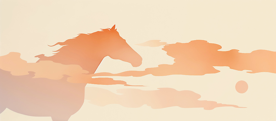 JPG 동물 실루엣 아시아 컬러 포즈 일러스트 자연 하늘 조명 풍경 태양 일몰 분위기 저녁 그림 국내일러스트 병오년 붉은말 AI일러스트 AI콘텐츠 자연요소 나라 컨셉 촬영기법 노을 말_동물 야간 생태계 파일형식 2026년